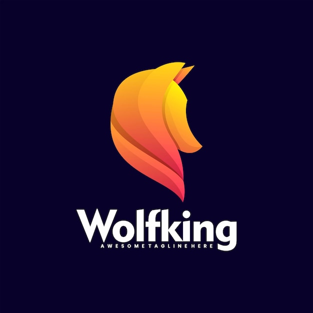 Vector Logo Illustration Wolf King Gradient Colorful Style