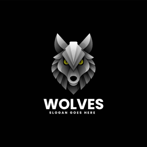 Vector Logo Illustration Wolves Gradient Colorful Style