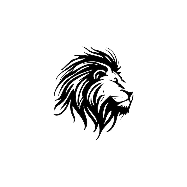 A vector logo of a lion with a black and white simple design