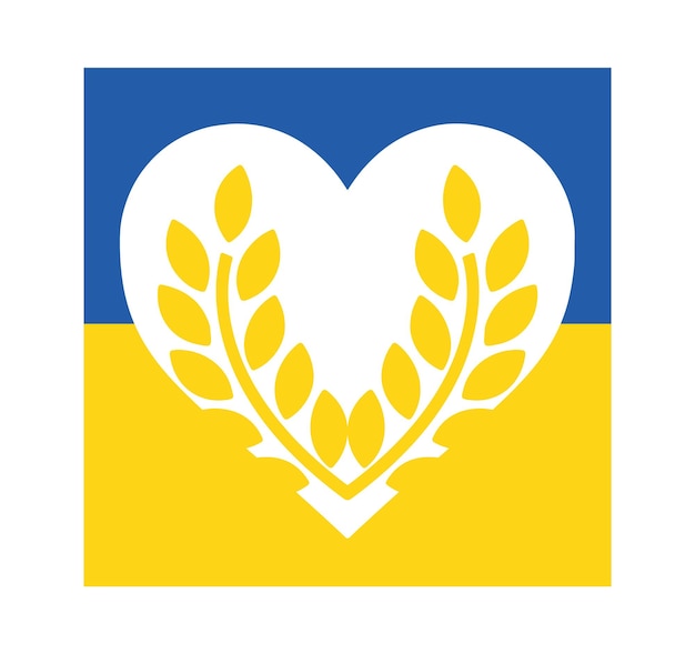 Vector logo made from the flag of Ukraine a heart and a peace message