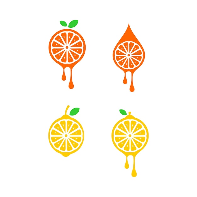 vector logo of orange and lemon fruit dripping with juice