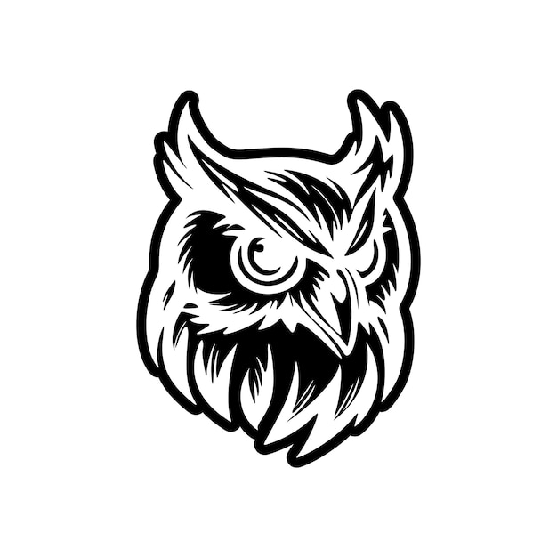 A vector logo of an owl in black and white with a minimalistic design