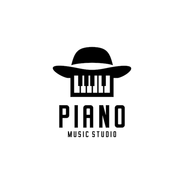 vector logo of piano and gentleman's hat