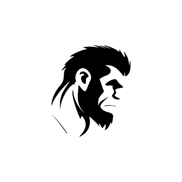 Vector logo in the shape of a black monkey on a white backdrop