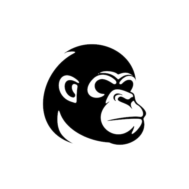 Vector logo in the shape of a black monkey on a white backdrop