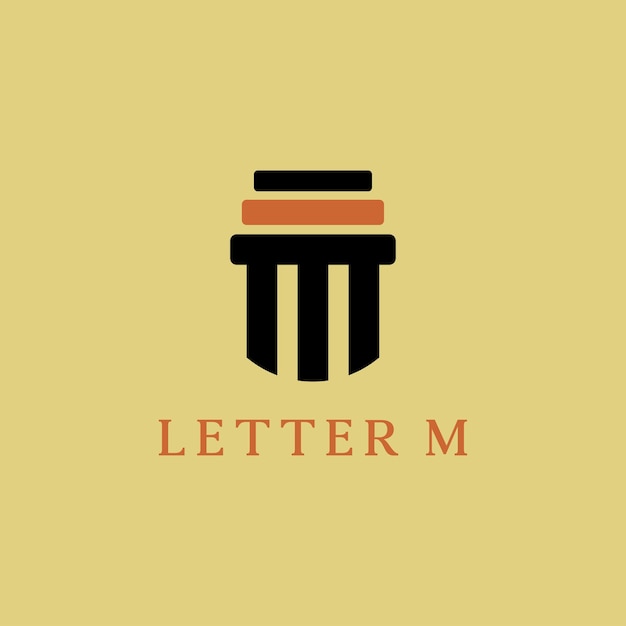 Vector logo on which an abstract image of the Greek column in the form of the letters M