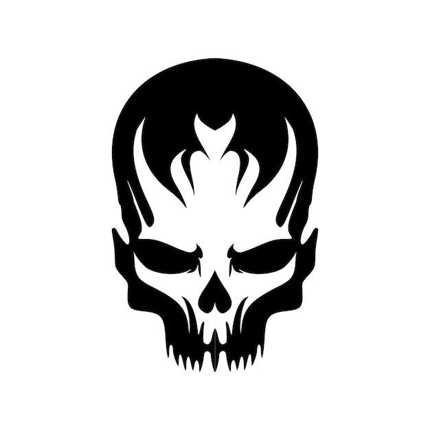 Vector logo with a black and white skull image