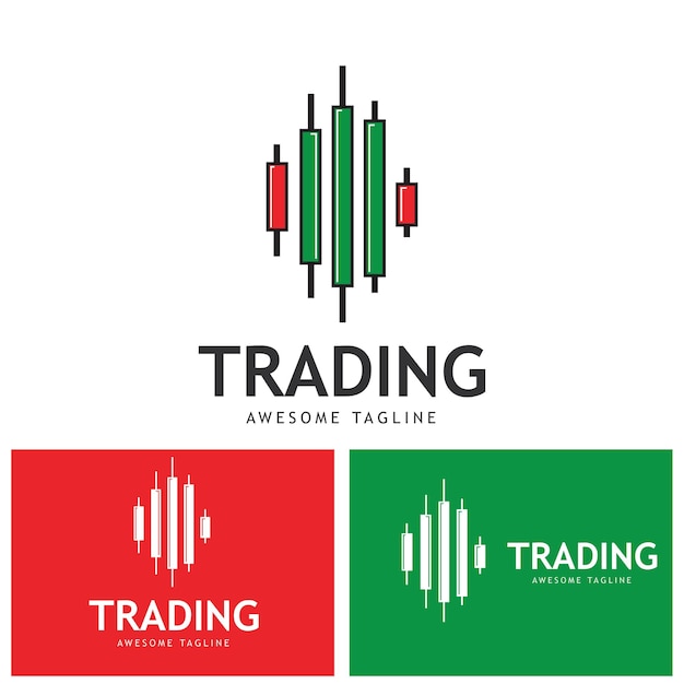 Vector logo with candlestick trading chart analyzing in forex