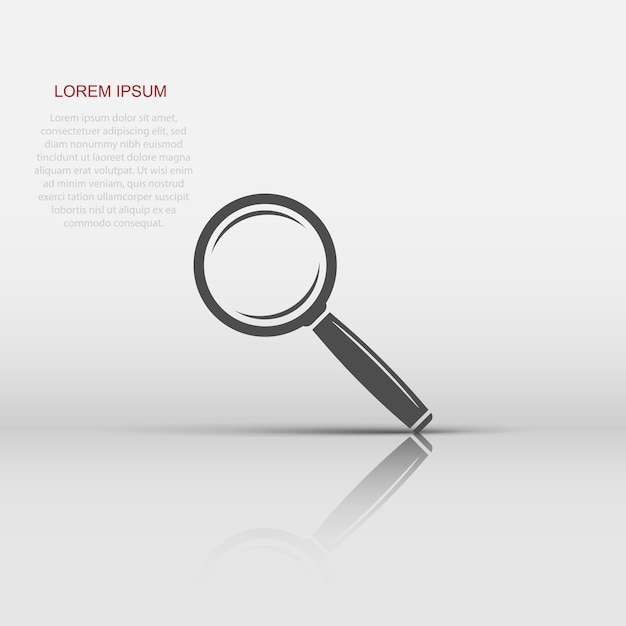 Vector loupe icon in flat style Magnifier sign illustration pictogram Search business concept