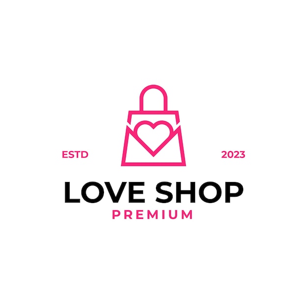 Vector love shop bag logo design illustration idea