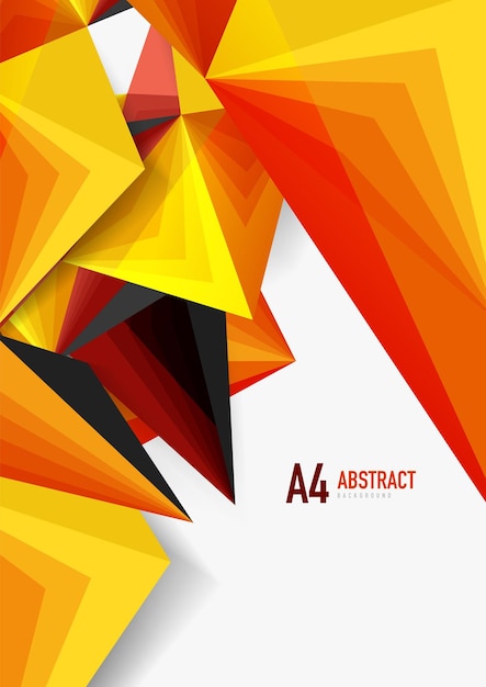 Vector low poly style 3d triangle line a4 business or technology abstract template