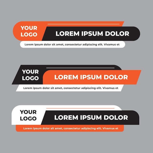 Vector lower third banners template in orange color