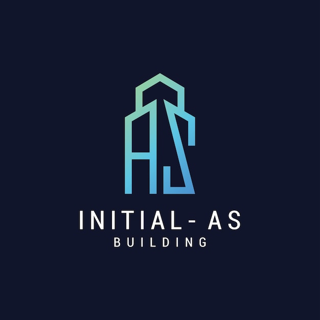 Vector vector luxury building initital letter a and s building with gradient color logo template