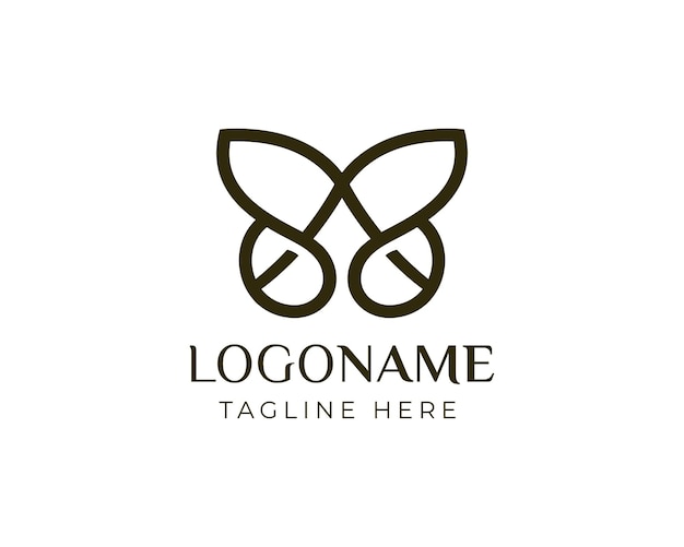 Vector luxury butterfly gold color logo for beauty clinic