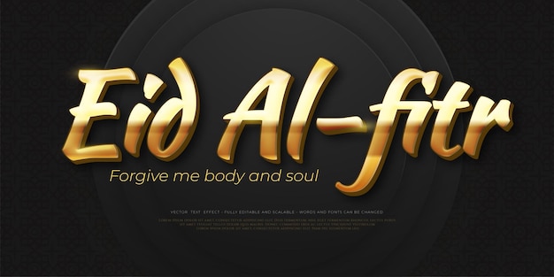 Vector luxury design text eid al fitr with editable 3d style effect