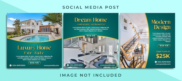 Vector Luxury home for sale social media post template