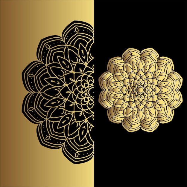 Vector luxury ornamental mandala effect design background in gold color