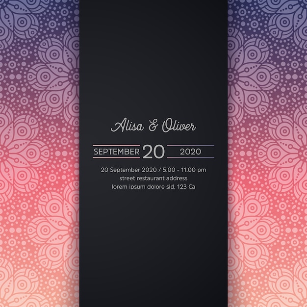 Vector vector luxury wedding invitation with mandala