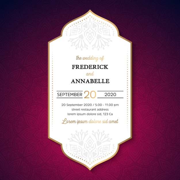 Vector luxury wedding invitation with mandala