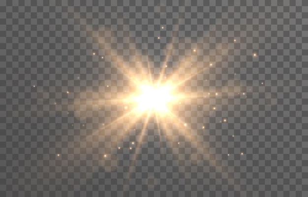 Vector magic light on isolated transparent background. Light png. Dust particles, magical glow png.