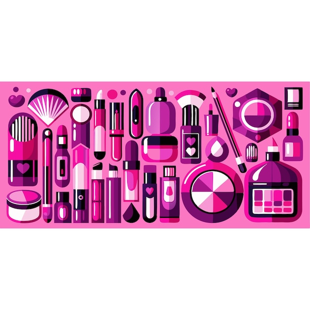 Vector vector makeup products set