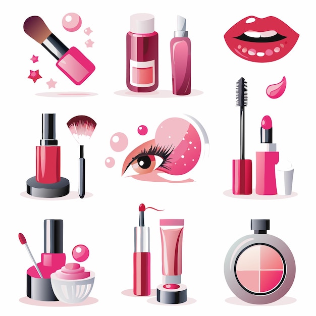 Vector vector makeup products set