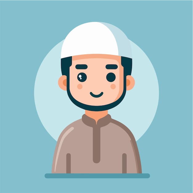 Vector male Muslim character with a flat design style that is simple and minimalist