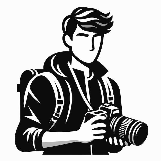 Vector vector male photographer with flat design style