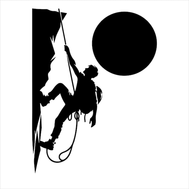 Vector a man climbing mountain silhouette