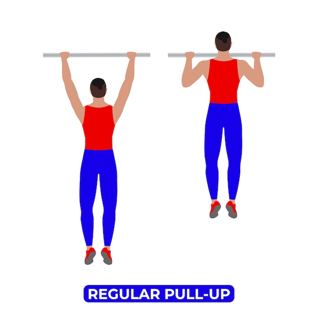 Vector vector man doing regular pull up bodyweight fitness back workout exercise