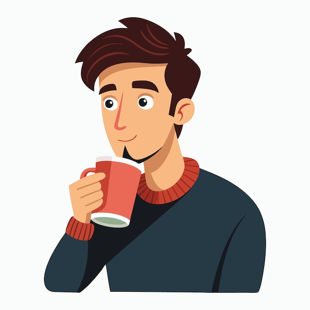 Vector vector a man drinking a one cup of coffee