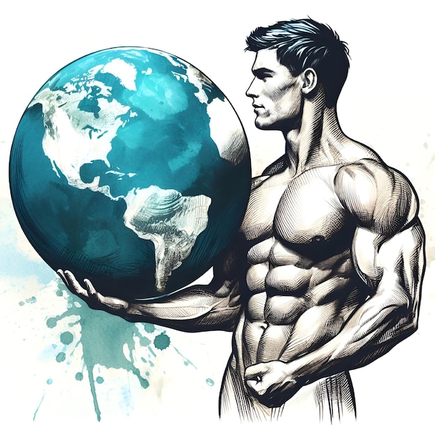 Vector a man holding a globe