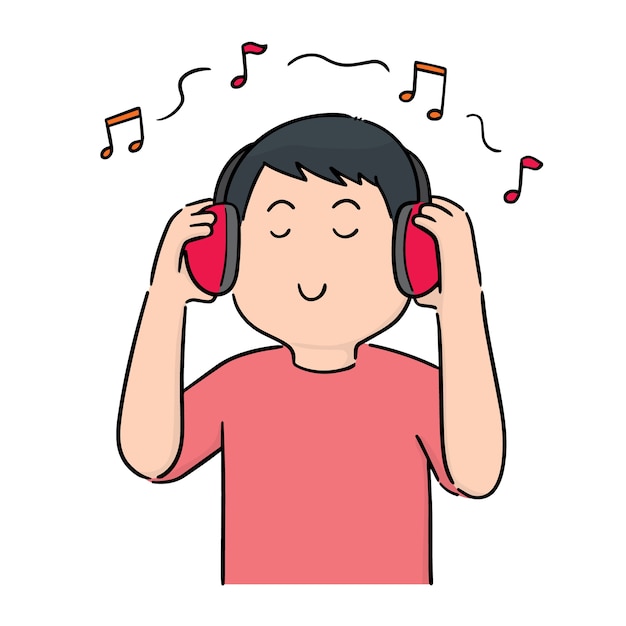 vector of man listening music