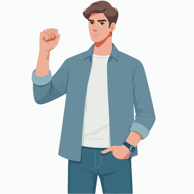 vector man with fist gesture