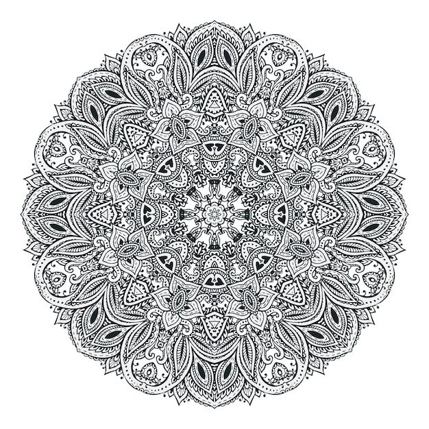 Vector mandala pattern of henna floral elements based on traditional Asian ornaments. Paisley Mehndi Tattoo Doodle illustration with hand drawn elements