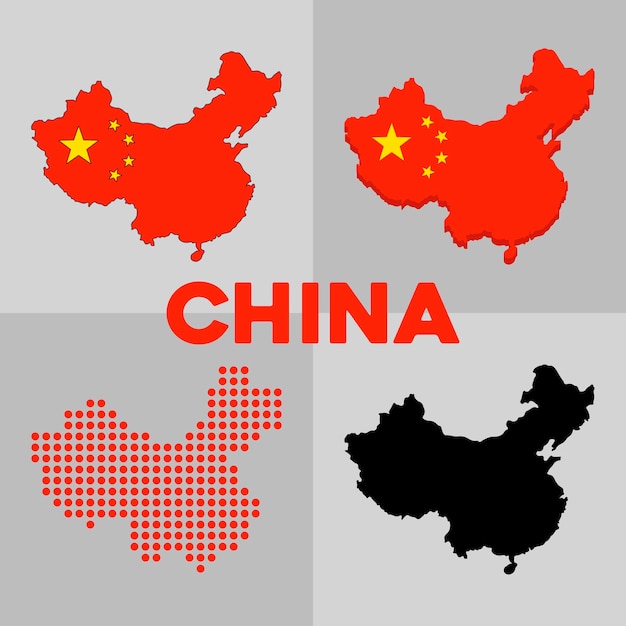 Vector map of China. Borders and flag of the country of China. Vector