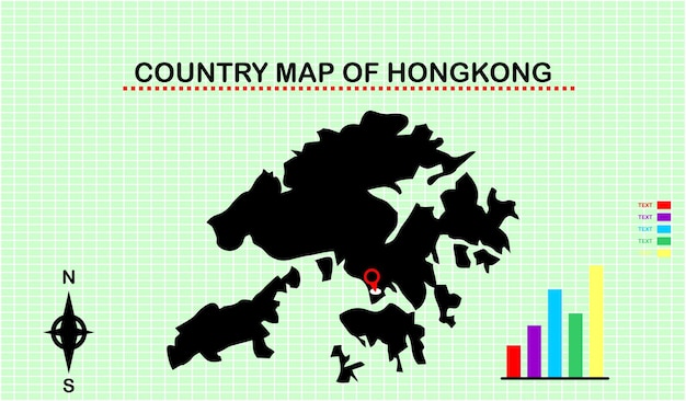 VECTOR MAP OF HONGKONG WITH GRID BACKGROUND. ACCOMPANYED WITH DIAGRAM GRAPHICS