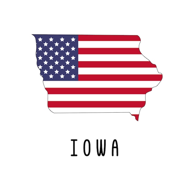 Vector map of Iowa painted in the colors American flag Silhouette or borders of USA state Isolated