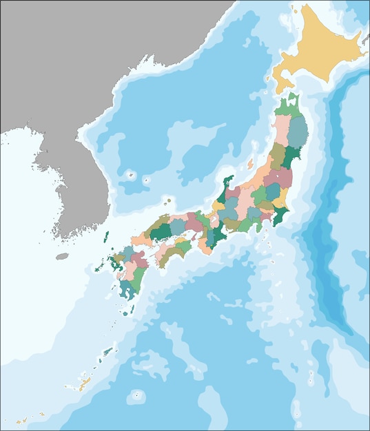 Vector map of Japan divided into prefectures