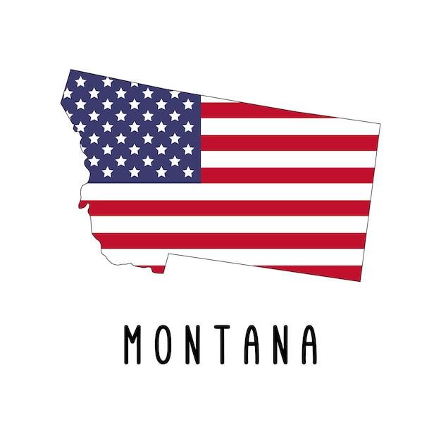 Vector map of Montana painted in the colors American flag Silhouette or borders of USA state