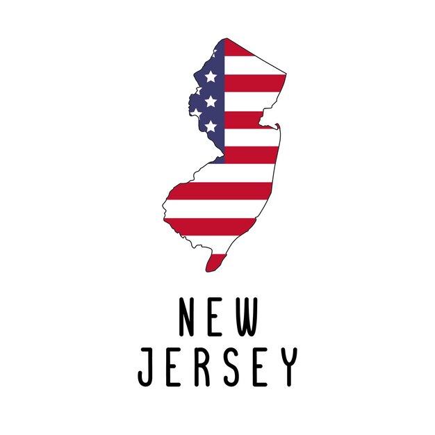 Vector vector map of new jersey painted in the colors american flag silhouette or borders of usa state