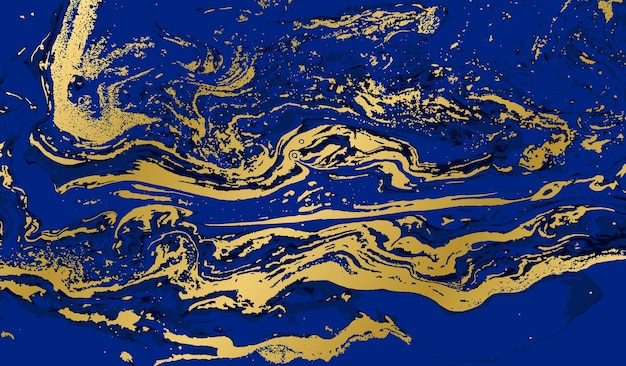 Vector marble blue and gold texture