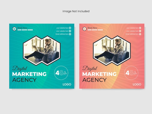 Vector marketing agency social media post or instagram post design template