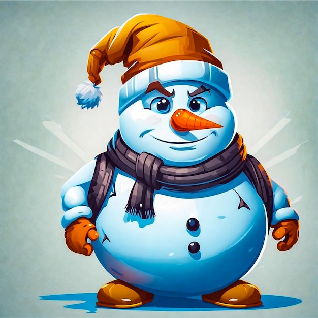 Vector marry Christmas awesome snowman with happy expressions in mascot illustration style