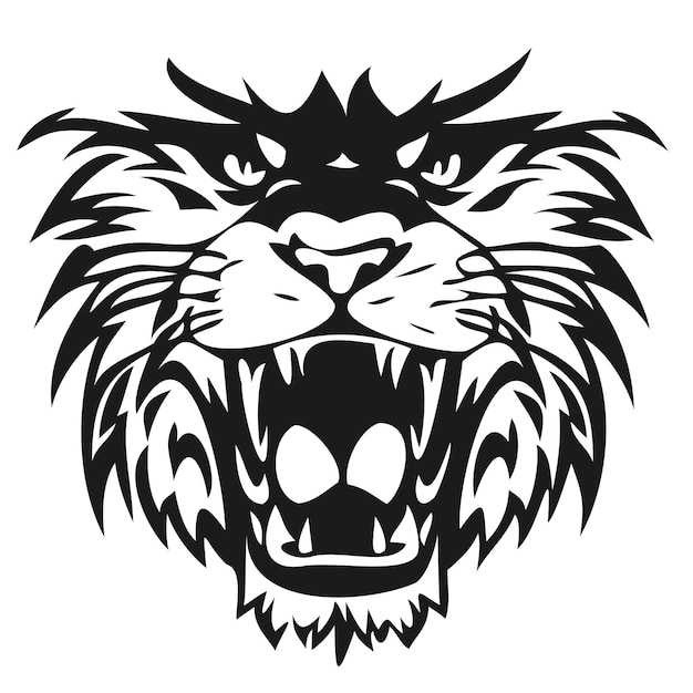 Vector mascot logotype for sport team Lion head black and white illustration template badges