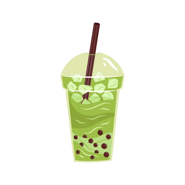 Vector matcha bubble tea Illustration of japanese dessert Asian food Green tea