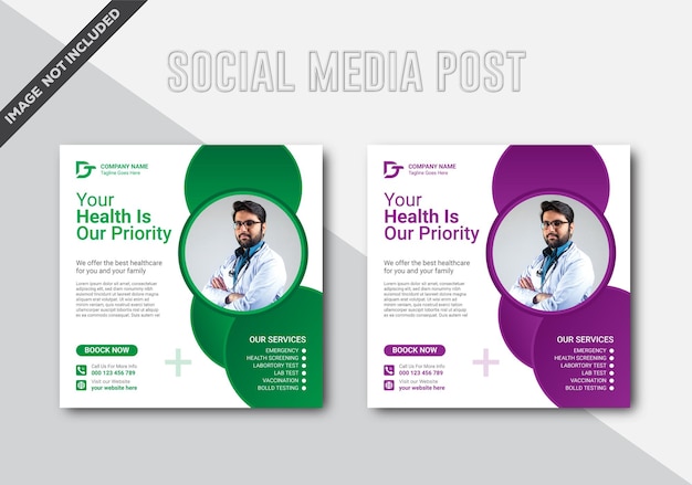 Vector medical doctor and healthcare consultant social media post design