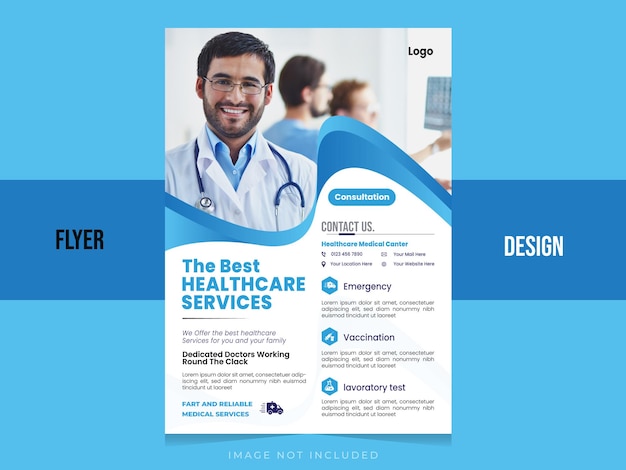 Vector medical flyer design template healthcare business a4 sizeer Design