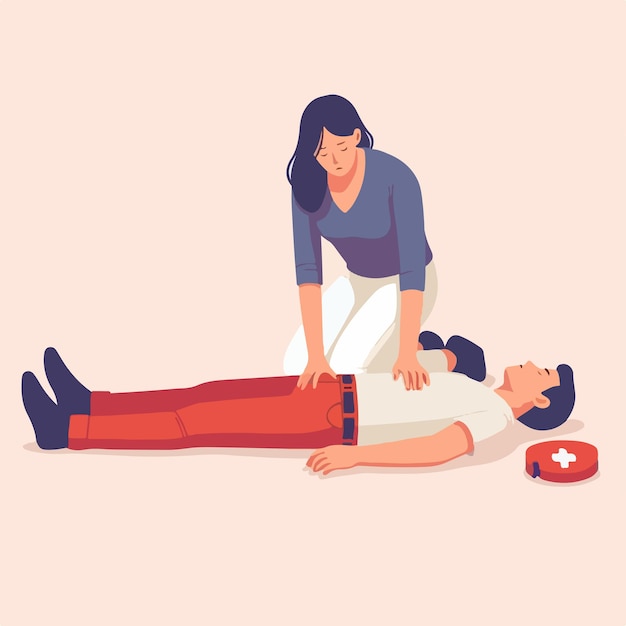 Vector vector of medical personnel helping an unconscious person