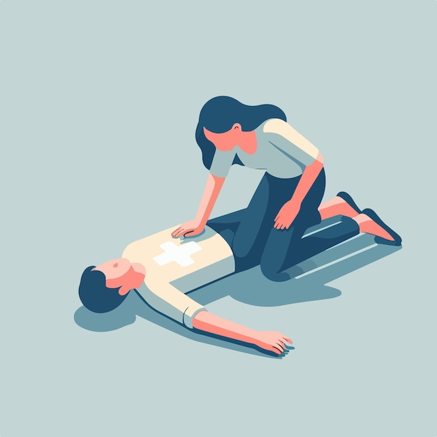 Vector vector of medical personnel helping an unconscious person